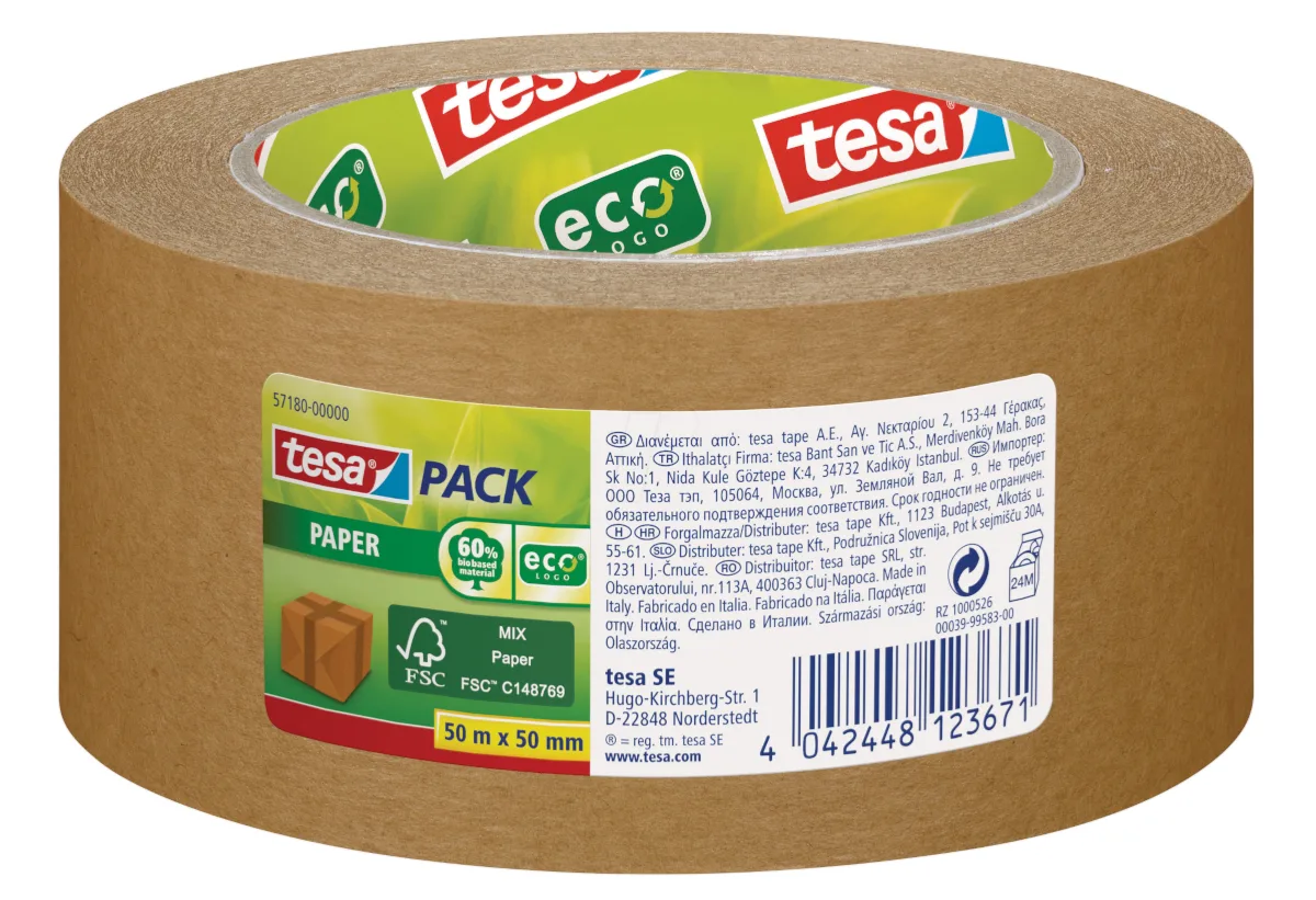 20230601155120_tesa_chartotainia_tesapack_eco.jpeg Tesa Χαρτοταινία Tesapack Eco 50mm x 50m - Image 1
