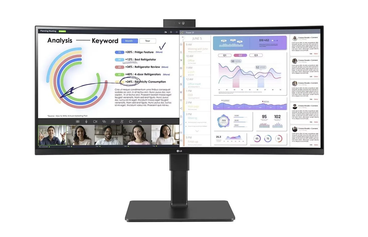 LG 34BQ77QC-B Ultrawide IPS HDR Curved Monitor 34" QHD 3440x1440 με Χρόνο Απόκρισης 5ms GTG - Image 1