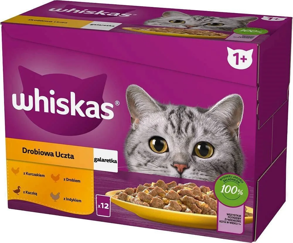 Whiskas Sachet Poultry Υγρή Τροφή για Ενήλικες Γάτες σε Φακελάκι με Γαλοπούλα, Κοτόπουλο και Πάπια 12x85gr 318536 - Image 1