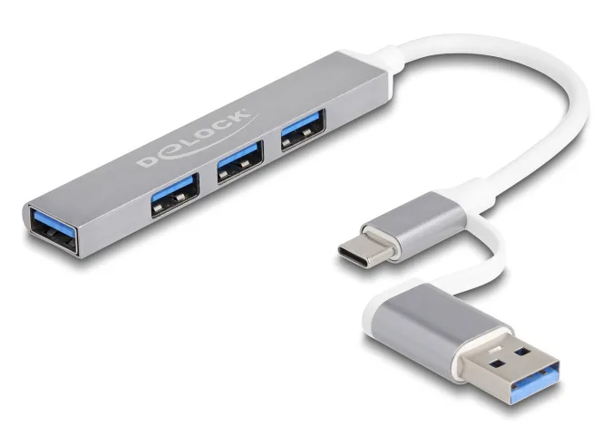 DeLock Hub 4 Θυρών USB 3.0 με σύνδεση USB-A / USB-C Γκρι 64214 - Image 1