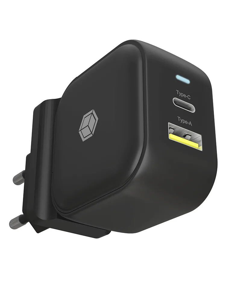 Icy Box Φορτιστής Χωρίς Καλώδιο με Θύρα USB-A και Θύρα USB-C 38W Power Delivery Μαύρος (IB-PS106-PD) - Image 1