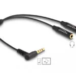 DeLock Καλώδιο Ήχου 3.5mm male - 2x 3.5mm female Μαύρο 0.25m με Επίχρυσους Ακροδέκτες 66242