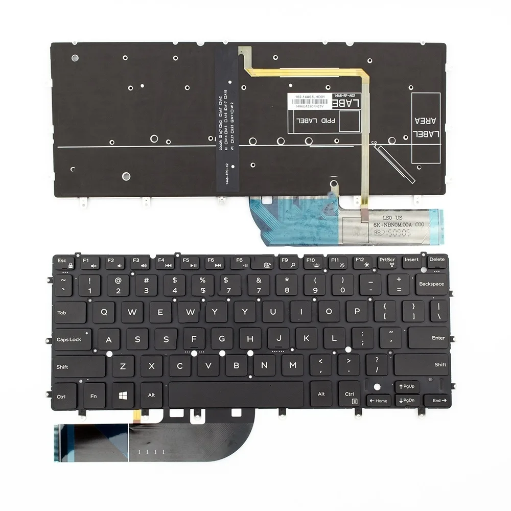 Πληκτρολόγιο Laptop για Dell χωρίς Πλαίσιο και Διάταξη Αγγλικά (US) σε Μαύρο χρώμα 90834 - Image 1