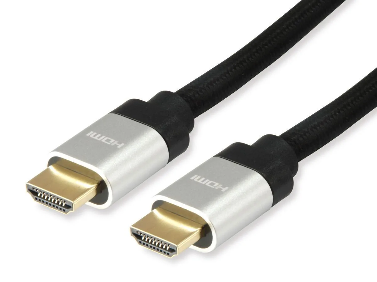 Equip UHS E.Tissue 2.1 A-A M HDMI 2.1 Ultra High Speed 48Gbps 4K 120Hz HDR VRR Braided Cable HDMI male - HDMI male 15m Μαύρο 119386 - Image 1