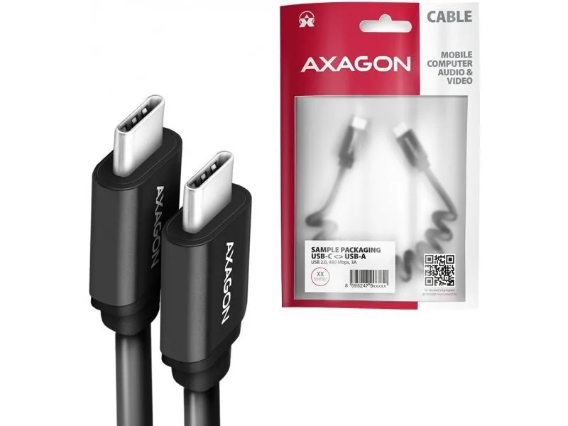 20231108160733_axagon_usb_2_0_cable_usb_c_male_usb_c_akaxntucmcm20tb.jpeg Axagon USB 2.0 Cable USB-C male - USB-C 60W Μαύρο 1.1m AKAXNTUCMCM20TB - Image 1