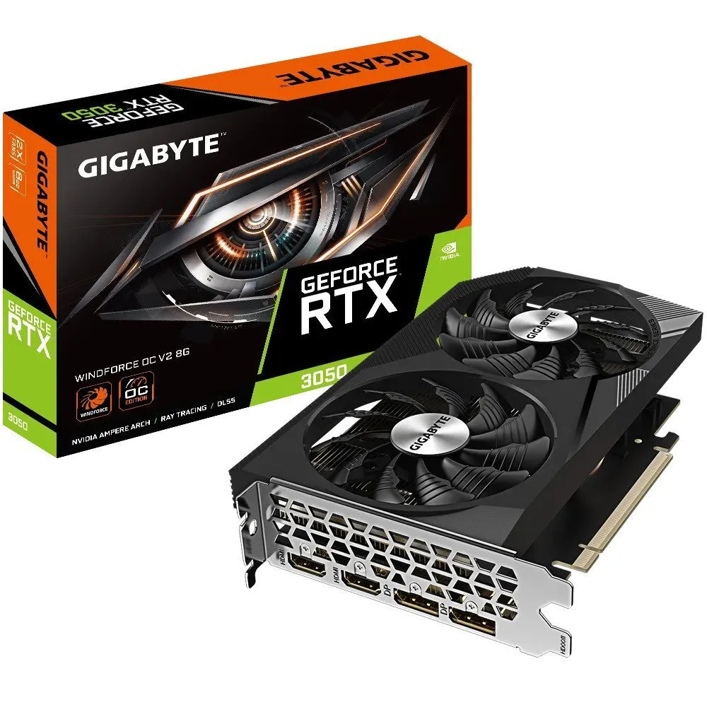 Gigabyte GeForce RTX 3050 8GB GDDR6 Windforce V2 OC Κάρτα Γραφικών GV-N3050WF2OCV2-8GD - Image 1