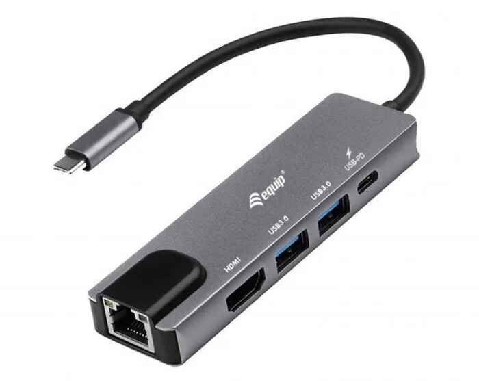 20240109132200_equip_usb_c_docking_station_me_hdmi_4k_pd_ethernet_gri_133489.jpeg Equip USB-C Docking Station με HDMI 4K PD Ethernet Γκρι (133489) - Image 1