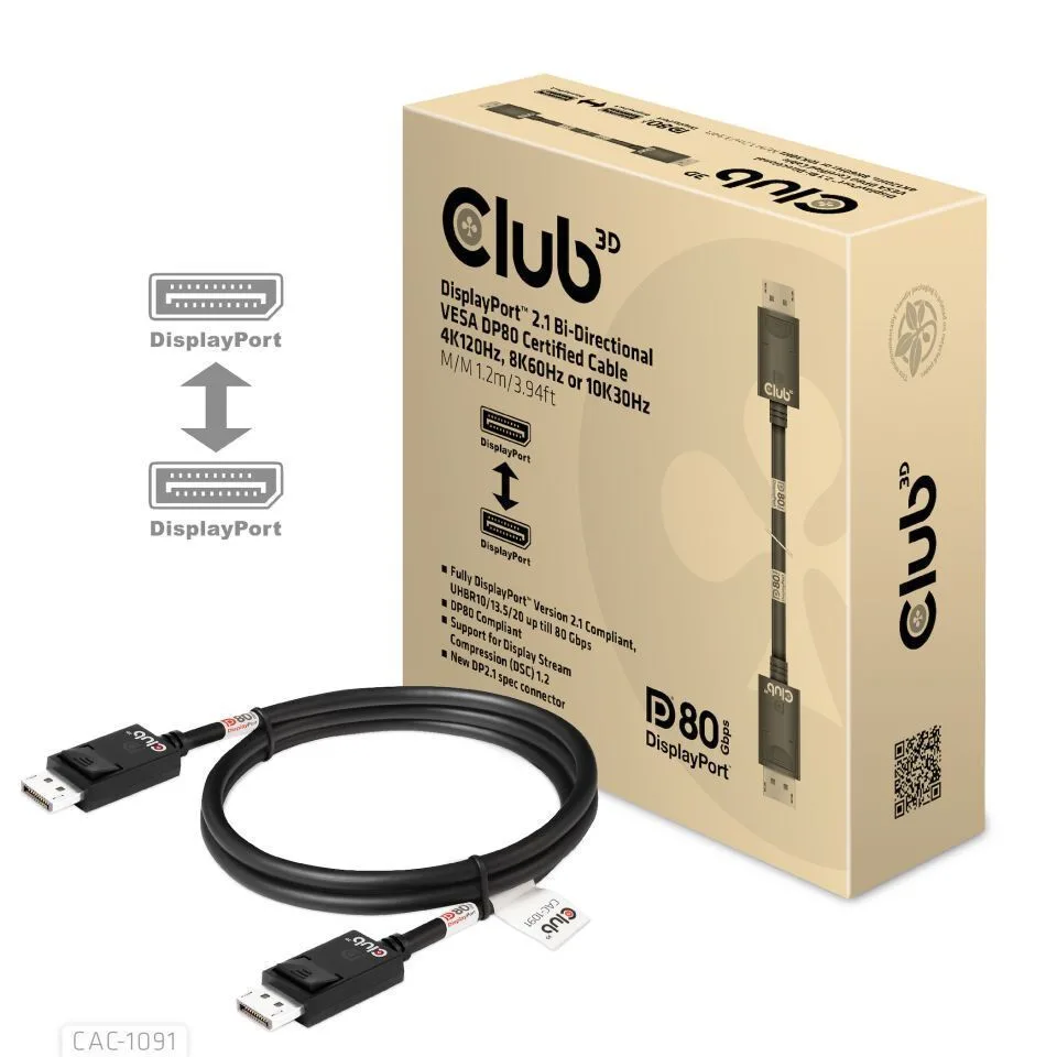 Club3D Cable DisplayPort male - DisplayPort male 1.2m Μαύρο (CAC-1091) - Image 1