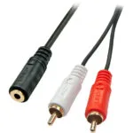 Lindy Καλώδιο Ήχου 3.5mm female - 2x RCA male Μαύρο 0.25m με Επίχρυσους Ακροδέκτες 35677