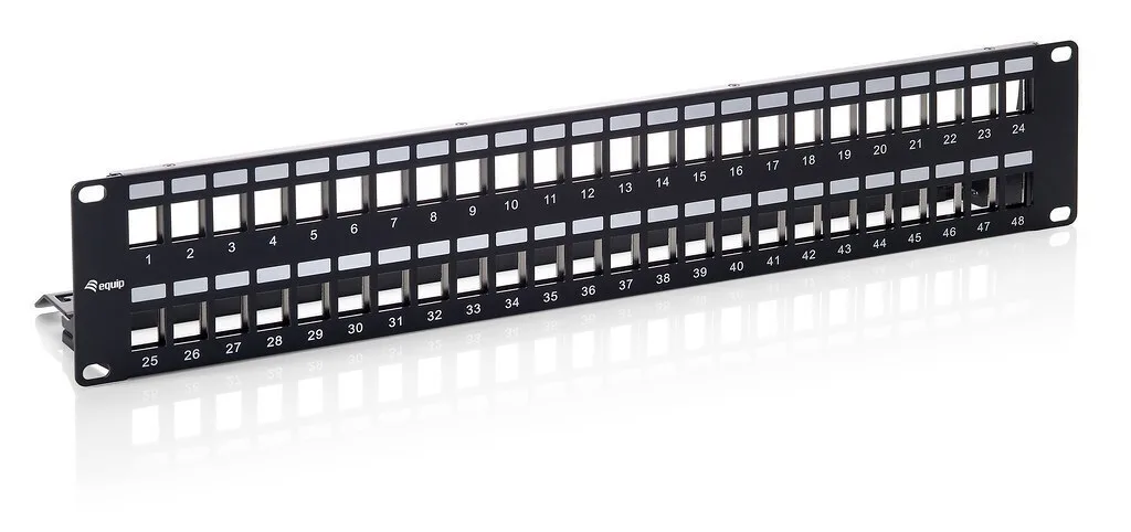 20240122133330_equip_patch_panel_keystone_gia_rack_19_cat6_769258.jpeg Equip Patch Panel Keystone για Rack 1U 19" cat6 Μαύρο 769258 - Image 1