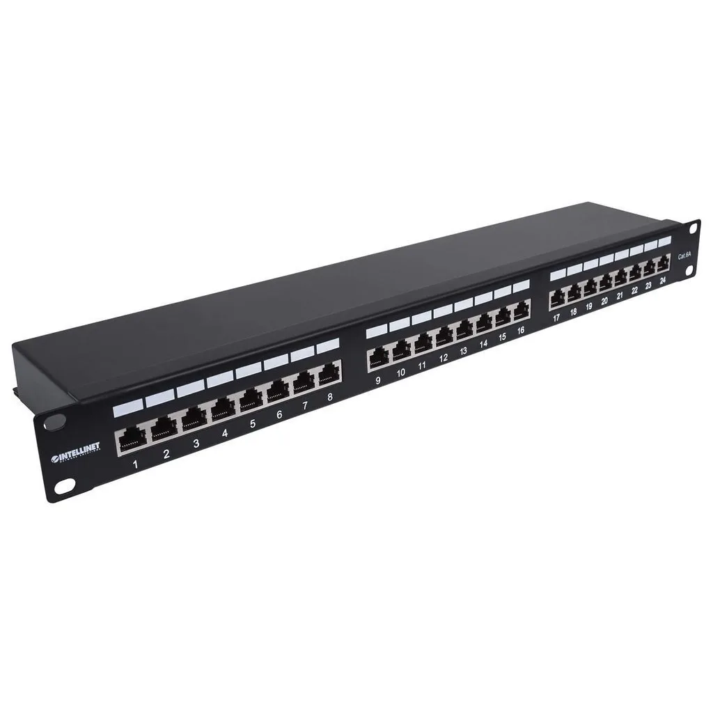 20240122133511_intellinet_patch_panel_cat6a_mayro_720861.jpeg Intellinet Patch Panel Shielded για Rack 1U 24 Θυρών cat6a Μαύρο 720861 - Image 1
