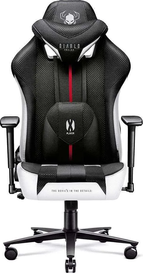 Diablo X-Player 2.0 King Size Καρέκλα Gaming Δερματίνης με Ρυθμιζόμενα Μπράτσα Black/White - Image 1