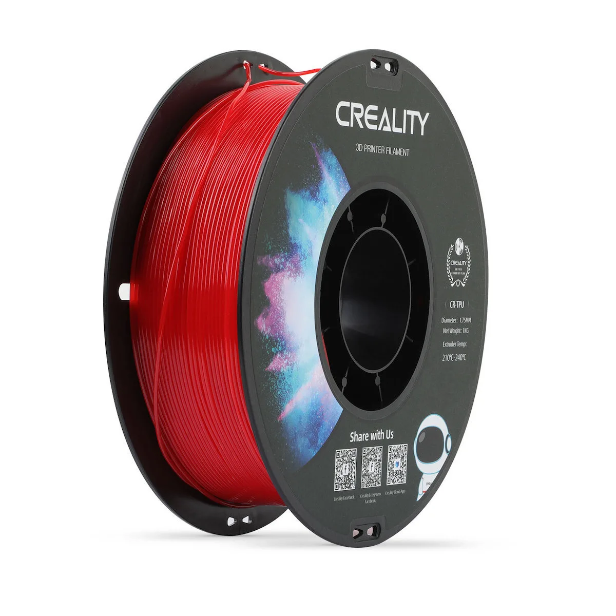 Creality3D TPU 3D Printer Filament 1.75mm Κόκκινο 1kg 3301040034 1τμχ (Spool) - Image 1