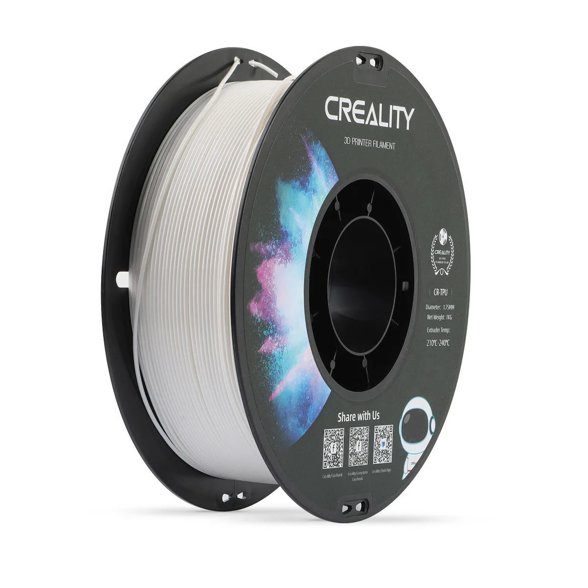 20240216163949_creality3d_tpu_3d_printer_filament_1_75mm_leyko_1kg_3301040033.jpeg Creality3D TPU 3D Printer Filament 1.75mm Λευκό 1kg 3301040033 1τμχ (Spool) - Image 1