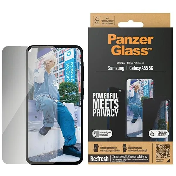 PanzerGlass Ultra-wide Fit Privacy Tempered Glass (Galaxy A55) P7358 - Image 1