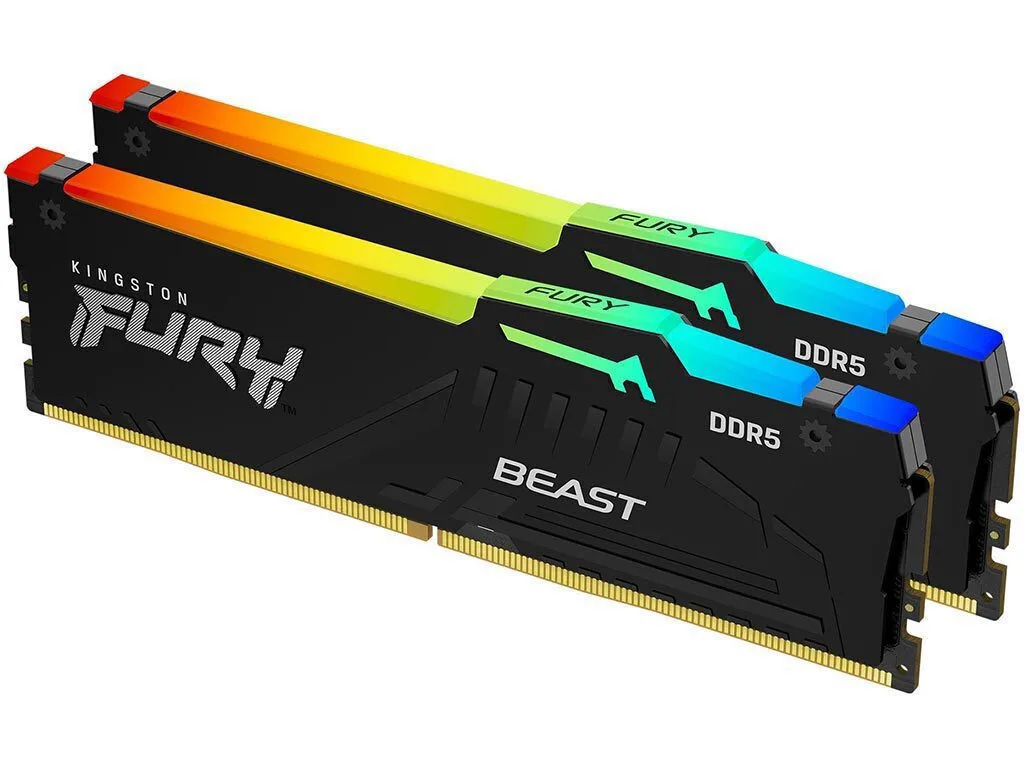 Kingston Fury Beast RGB DDR5 32GB RAM με 2x16GB Modules και Ταχύτητα 6000 για Desktop KF560C30BBAK2-32 - Image 1