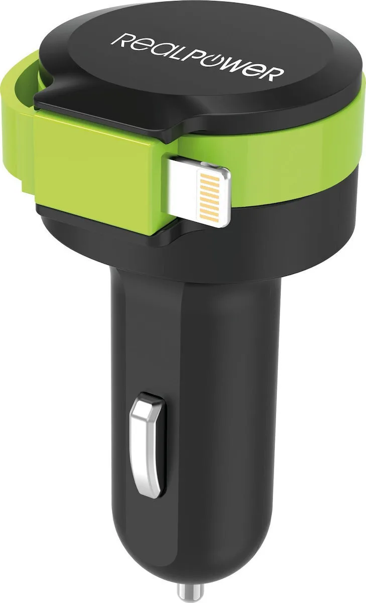 RealPower Φορτιστής Αυτοκινήτου με μία Θύρα: 1xUSB μαζί με Καλώδιο Lightning Μαύρο Χρώμα 257637 - Image 1