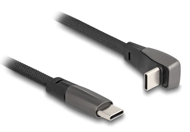 DeLock Flat / Braided USB 2.0 Cable USB-C male - USB-C 60W PD Μαύρο 1m 80751 - Image 1