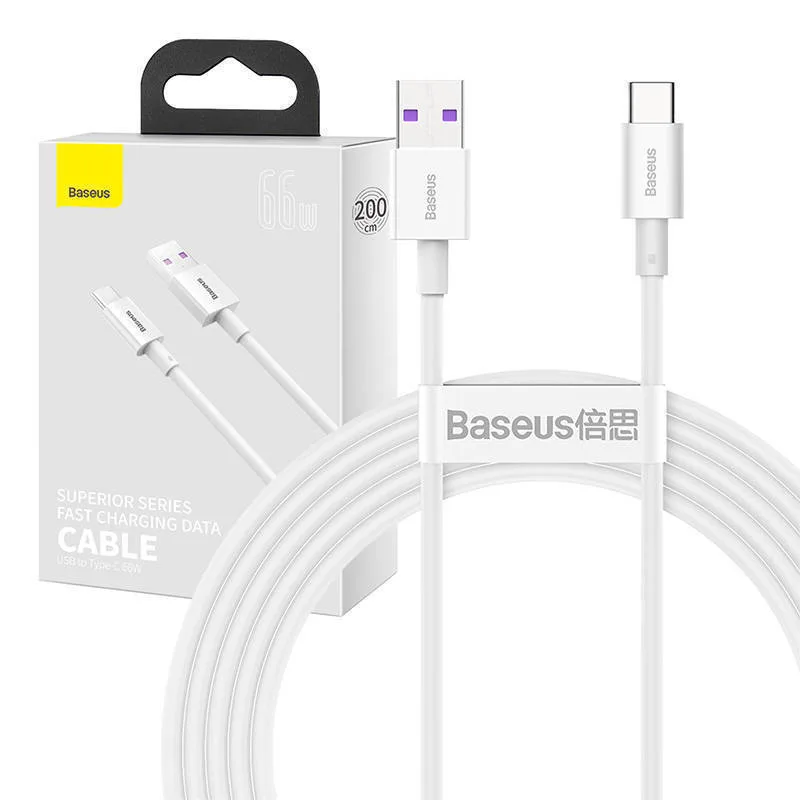 Baseus Superior Series USB 2.0 Cable USB-C male - USB-A 66W Λευκό 2m CATYS-A02 - Image 1