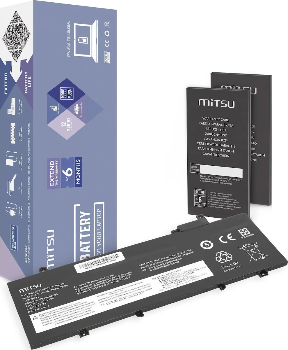 Mitsu Συμβατή Μπαταρία για Lenovo ThinkPad T480s με 4650mAh BC/LE-T480S - Image 1