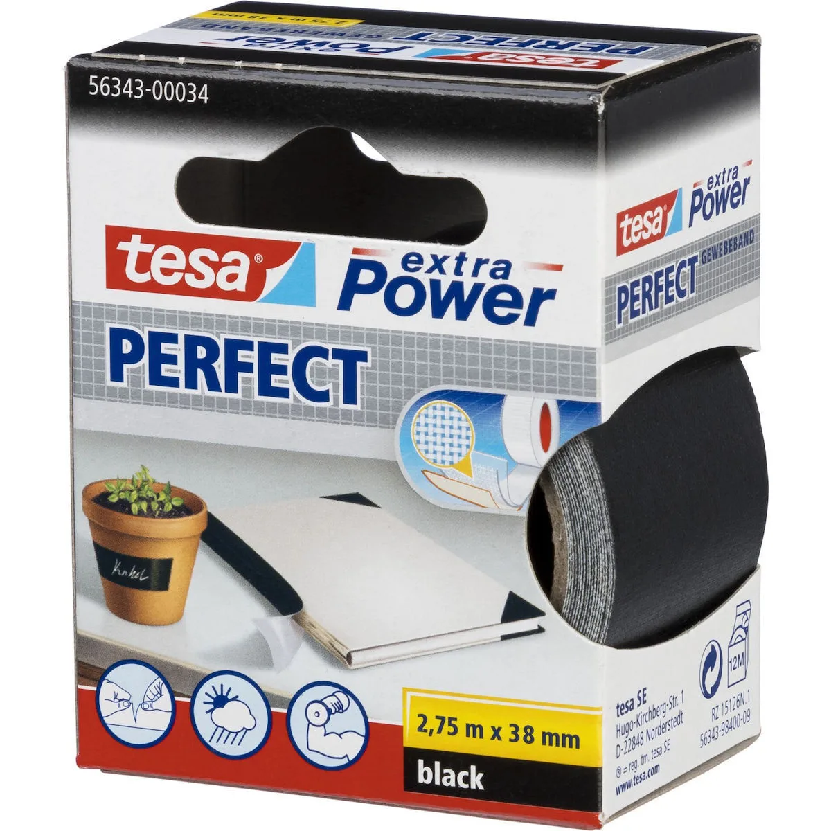 20240501161758_tesa_cloth_tape_2_75m_x_38mm_extra_power_black_perfekt_56341.jpeg Tesa Cloth Tape 2,75m X 38mm Extra Power Black Perfekt 56341 - Image 1