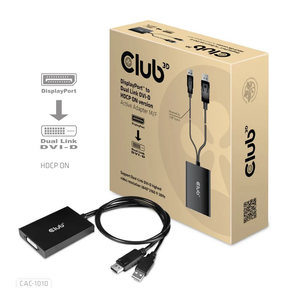 Club3D Μετατροπέας DVI-D female σε DisplayPort / USB-A male 1τμχ CAC-1010 - Image 1