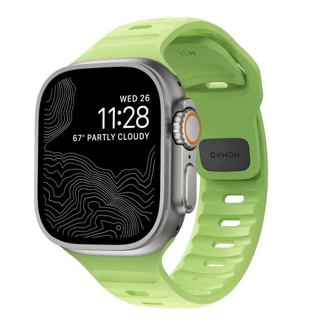Nomad Sport Strap Special Edition V2 Lsr Waterproof Silicone M L Apple Watch Ultra 2/1 49mm 9 8 7 45mm 6 Se 5 4 44mm 3 2 1 42mm Glow 2.0 Nm01580085 - Image 1