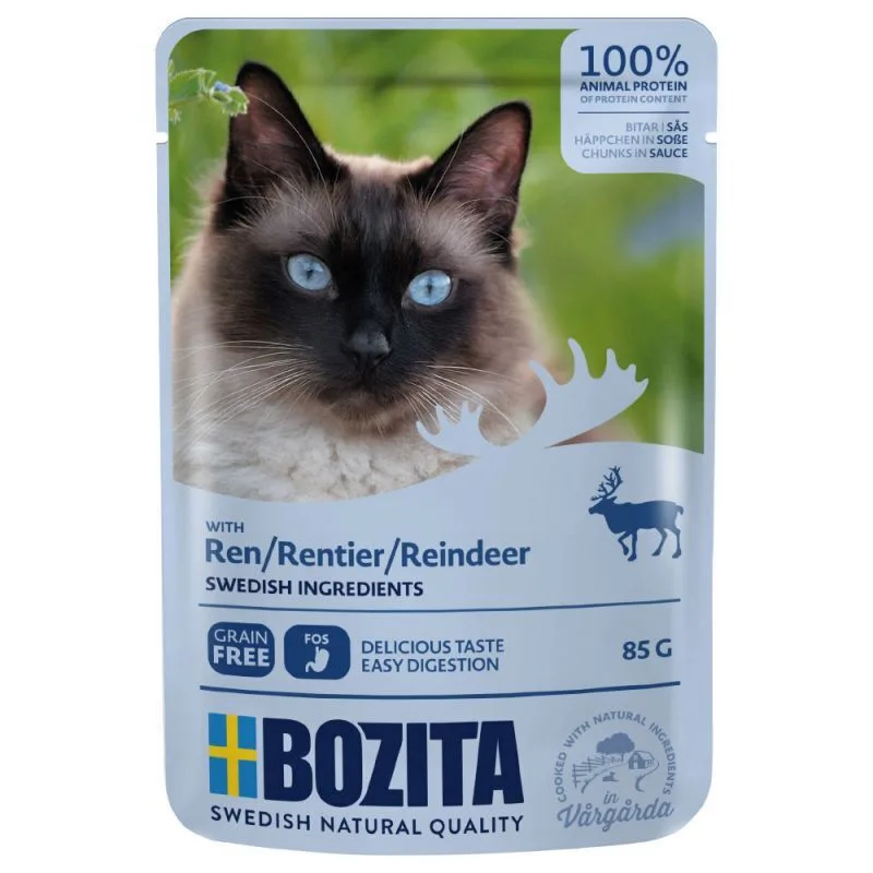 20240628111928_bozita_chunks_in_sause_ygri_trofi_gia_eniliki_gata_se_fakelaki_85gr.jpeg Bozita Chunks In Sause Υγρή Τροφή για Ενήλικες Γάτες σε Φακελάκι με Τάρανδο χωρίς Σιτηρά 85gr - Image 1