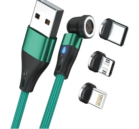 RealPower Braided USB to Lightning / Type-C / micro USB Cable Πράσινο 1m (439636) - Image 1