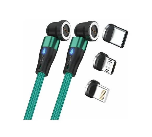 RealPower Braided USB to Lightning / Type-C / micro USB Cable Πράσινο 1m (439650) - Image 1