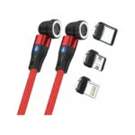 RealPower Braided USB to Lightning / Type-C / micro USB Cable Κόκκινο 1m (439649)