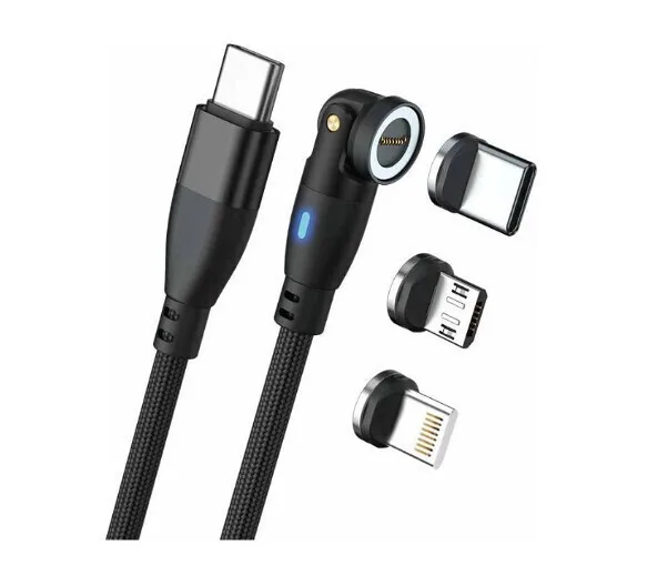 RealPower Magnetic USB to Lightning / Type-C / micro USB Cable Μαύρο 1m (439615) - Image 1