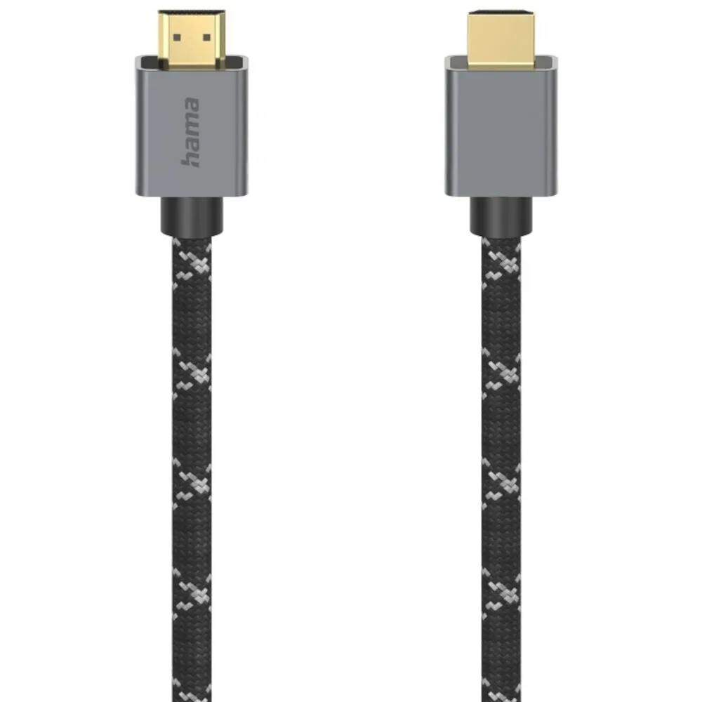 HAMA High Speed HDMI 2.1 Ultra High Speed 48Gbps 4K 120Hz HDR VRR Braided Cable HDMI male - HDMI male 2m Μαύρο 00200504 - Image 1