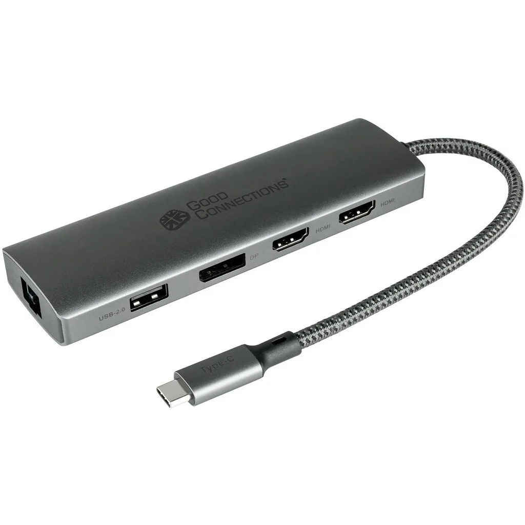 Good Connections USB-C Docking Station με HDMI/DisplayPort 4K PD Ethernet και σύνδεση 2 Οθονών Γκρι (HUB-C001A) - Image 1