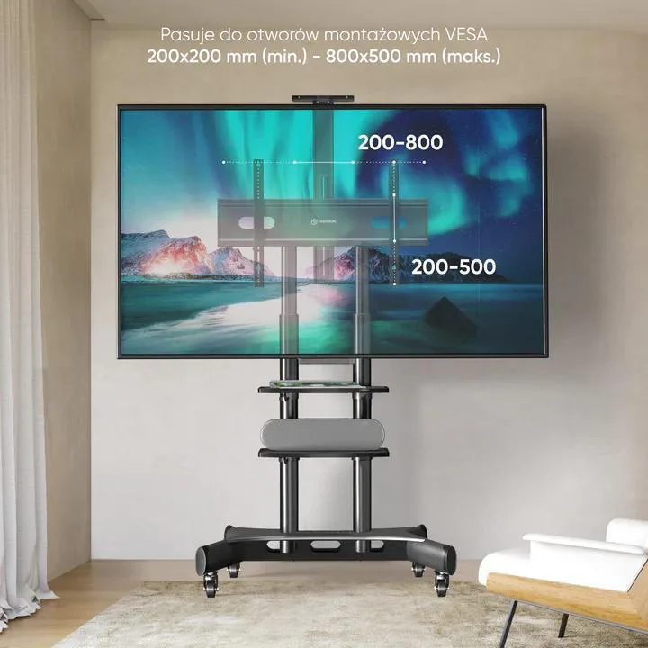 Onkron Βάση Τηλεόρασης Δαπέδου έως 86" και 90kg Μαύρο - Image 1