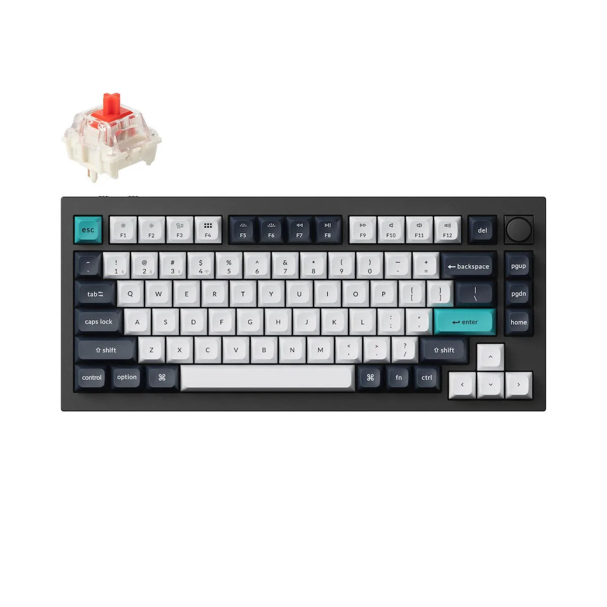 Keychron Q1M-M1 Max Q1M-M1 Ασύρματο Gaming Μηχανικό Πληκτρολόγιο 75% με Gateron Jupiter Red διακόπτες και RGB φωτισμό (Αγγλικό US) - Image 1