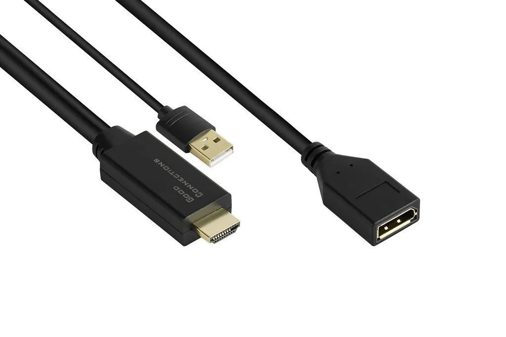 Good Connections Cable DisplayPort male - HDMI male 0.3m Μαύρο (HDMI-AD22) - Image 1