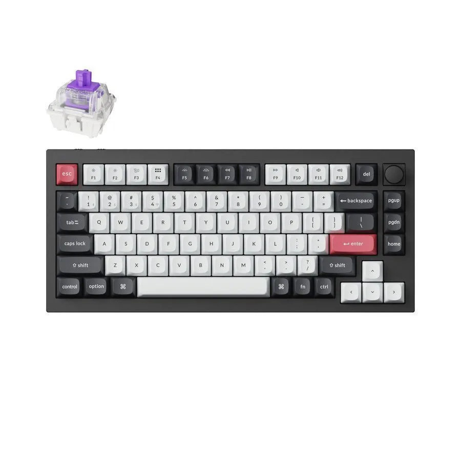 Keychron Q1H-M1 HE QMK Q1H-M1 Ασύρματο Gaming Μηχανικό Πληκτρολόγιο 75% με Gateron Double-Rail Magnetic Purple διακόπτες και RGB φωτισμό (Αγγλικό US) Carbon Black - Image 1