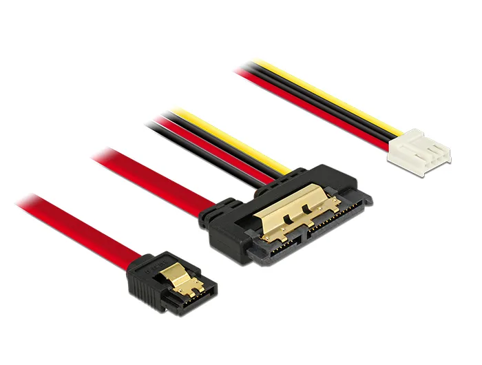 DeLock 4-Pin Floppy / 7-Pin SATA II - 22-Pin SATA III Cable 0.3m Μαύρο (85234) - Image 1