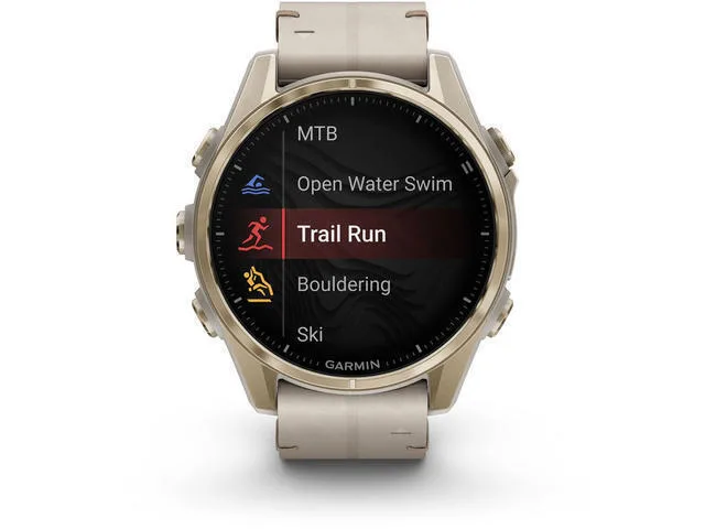 Garmin Fenix 8 Stainless Steel 43mm Αδιάβροχο Smartwatch με Παλμογράφο (Sapphire, Soft Gold with Limestone Leather Band) - Image 1