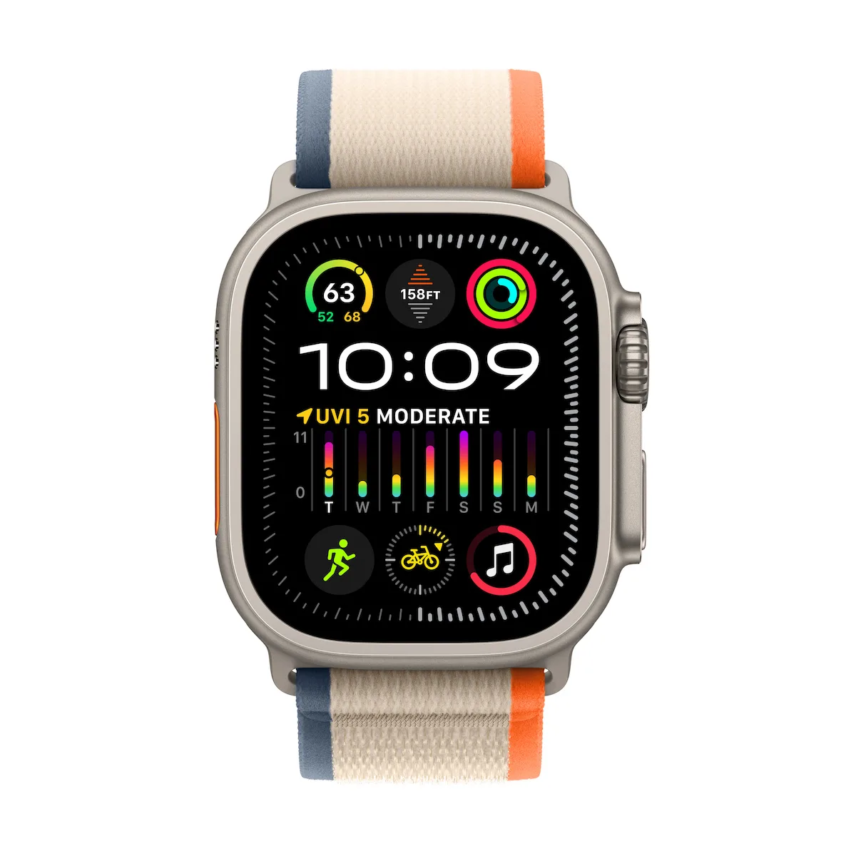 Apple Watch Ultra 2 Titanium 49mm Αδιάβροχο με eSIM και Παλμογράφο (Orange/Beige Trail Loop - M/L - M/L) - Image 1