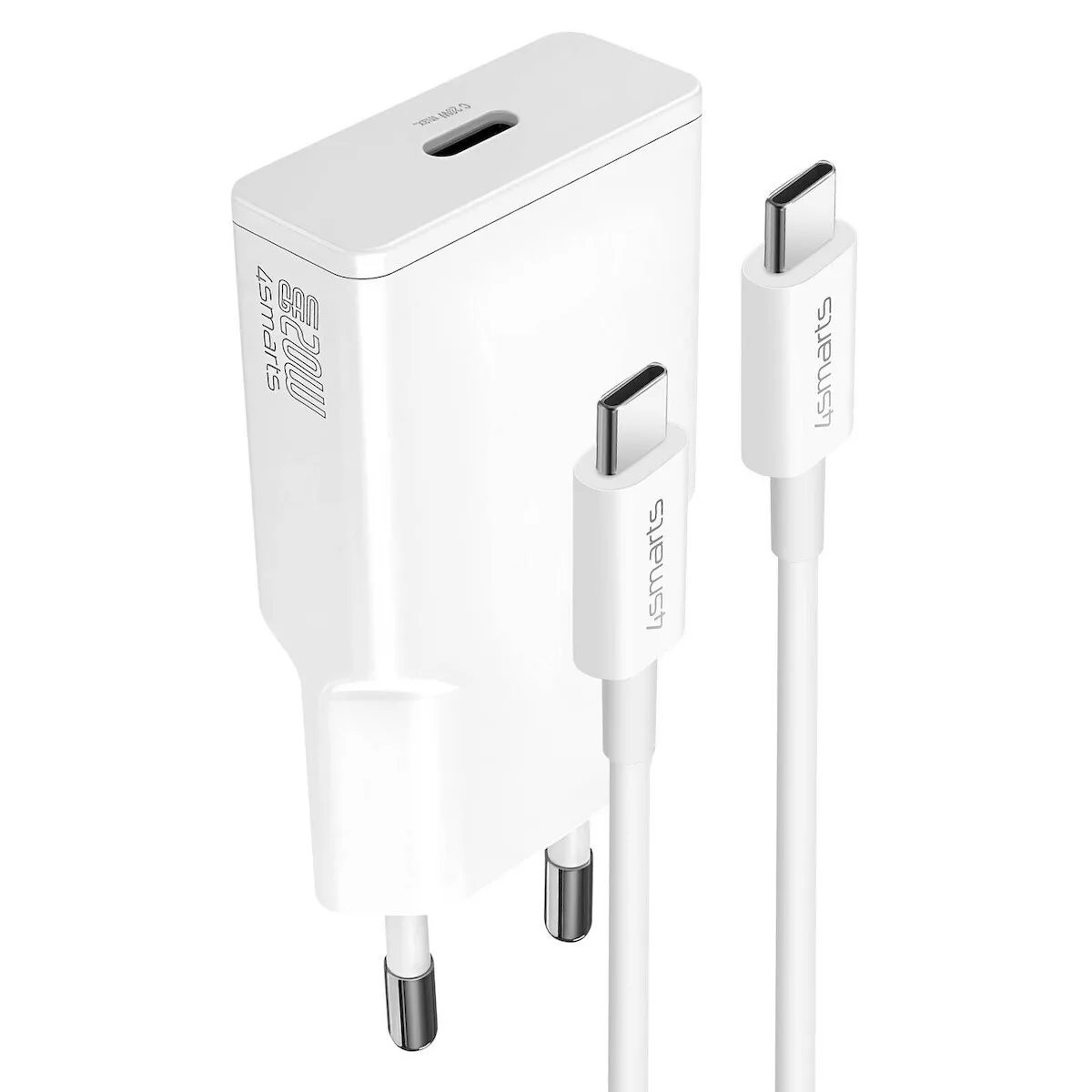 4Smarts Φορτιστής GaN με Θύρα USB-C και Καλώδιο USB-C - USB-C 20W Λευκός - Image 1