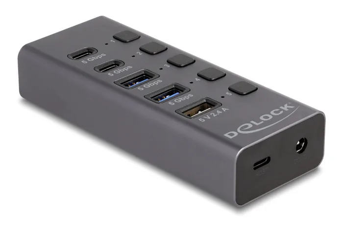 DeLock Hub 5 Θυρών USB 3.0 με σύνδεση USB-A / USB-C Γκρι 64248 - Image 1