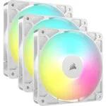 Corsair RS120 Case Fan (2100rpm / 72.8cfm) με ARGB Φωτισμό και Σύνδεση 4-Pin PWM 3τμχ Λευκό