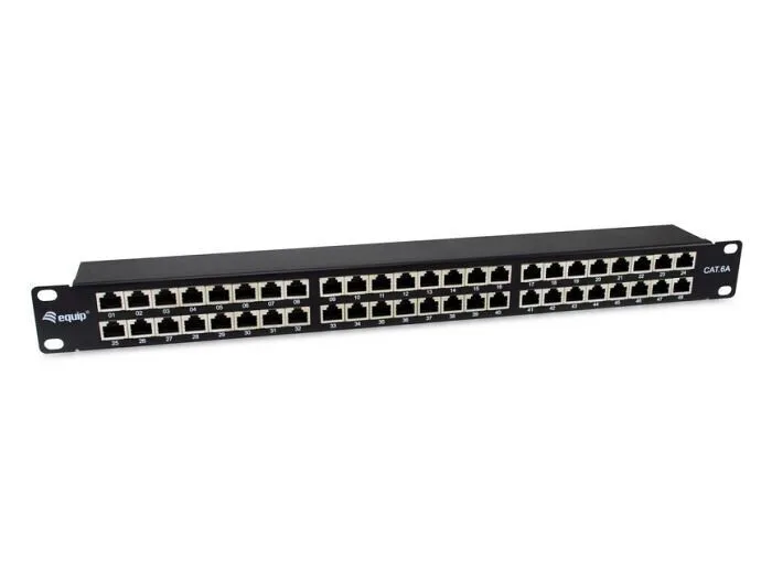 20241007122756_equip_patch_panel_gia_rack_19_cat6a_mayro_326626.jpeg Equip Patch Panel για Rack 1U 19" 48 Θυρών cat6a Μαύρο 326626 - Image 1