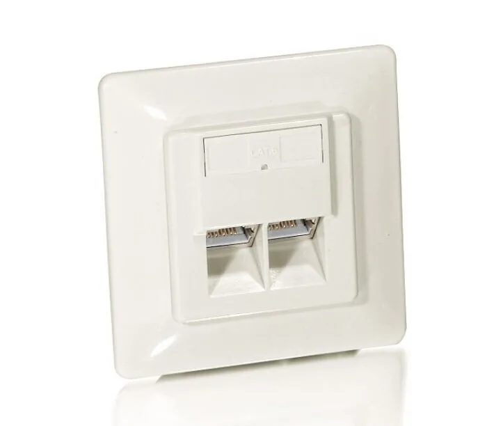 Equip Διπλή Πρίζα Δικτύου RJ45 με Πλαίσιο Τύπου Cat5 σε Λευκό Χρώμα 125723 - Image 1