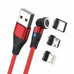 RealPower Magnetic USB to Lightning / Type-C / micro USB Cable Κόκκινο 2m