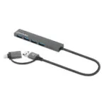 Manhattan Hub 4 Θυρών USB 3.0 με σύνδεση USB-A / USB-C Γκρι 181006