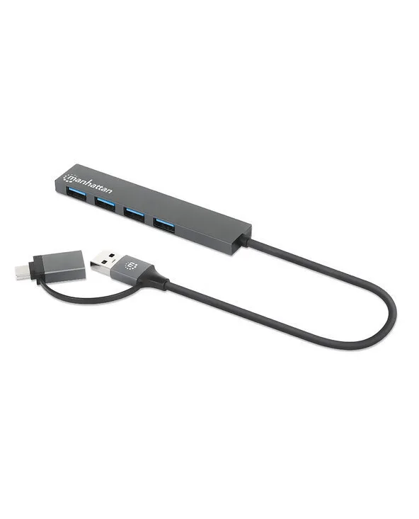 20241007143544_manhattan_usb_3_0_hub_4_thyron_me_syndesi_usb_a_usb_c_181006.jpeg Manhattan Hub 4 Θυρών USB 3.0 με σύνδεση USB-A / USB-C Γκρι 181006 - Image 1