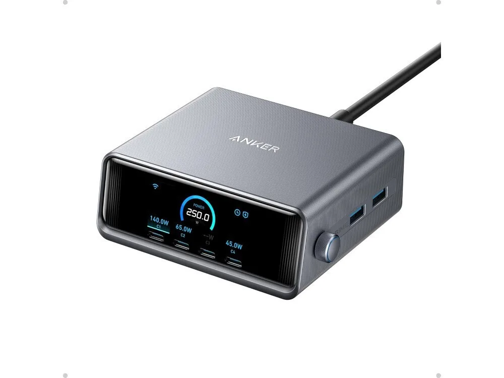 Anker Βάση Φόρτισης GaN με 2 Θύρες USB-A και 4 Θύρες USB-C 250W σε Γκρι χρώμα (Prime) - Image 1